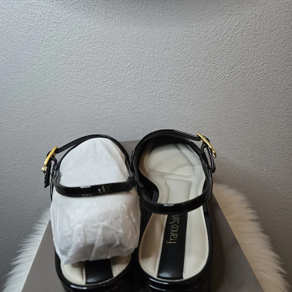 Franco Sarto Destin Elegant Black Patent Leather Slingback Shoes New In Box $135 - Picture 6 of 10